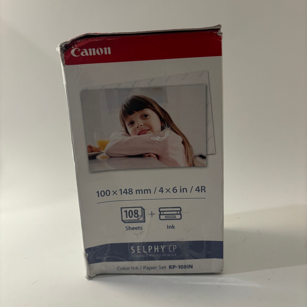 Canon Selphy CP Color Ink Paper Set KP-108IN 4x6 108 Sheets Sealed  Open Box